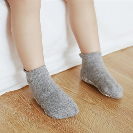 Beechoice 6 Pairs Baby Non Slip Grip Ankle Socks with Non Skid Soles for Infants Toddlers Kids Boys Girls