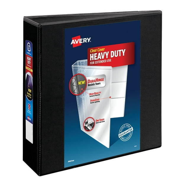 Avery Heavy-Duty View 3 Ring Binder, 3" One Touch EZD Rings, Black