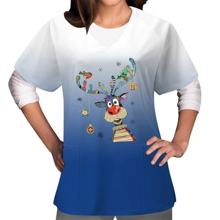Scrubs Tops for Women Christmas Print V-Neck Short Sleeve Working Uniform Blouse Scrub Tops Working Blouse Casual Workwear Scrub Shirt with Pockets
Scrubs Tops for Women Christmas Print V-Neck Short Sleeve Working Uniform Blouse Scrub Tops Working Blouse Casual Workwear Scrub Shirt with Pockets