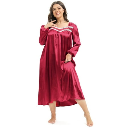 Women Plus Size Satin Nightgown Long Sleeve Lace Trim Lightweight Pajama Full Length Sleepwear XL-4XL
Women Plus Size Satin Nightgown Long Sleeve Lace Trim Lightweight Pajama Full Length Sleepwear XL-4XL
