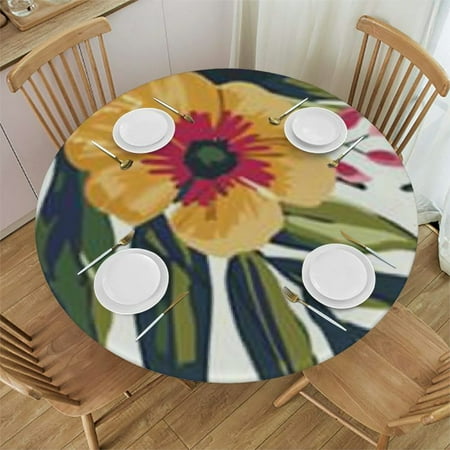 Tllo0ord Spring Fitted Tablecloth with Elastic Edged Waterproof Round Table Cover for Home Indoor Outdoor Tropical Floral Print Polyester Tablecloths 42-46
Tllo0ord Spring Fitted Tablecloth with Elastic Edged Waterproof Round Table Cover for Home Indoor Outdoor Tropical Floral Print Polyester Tablecloths 42-46