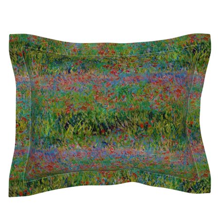 Field Poppy Poppy Field Flowers Painting Spring Pillow Sham by Roostery