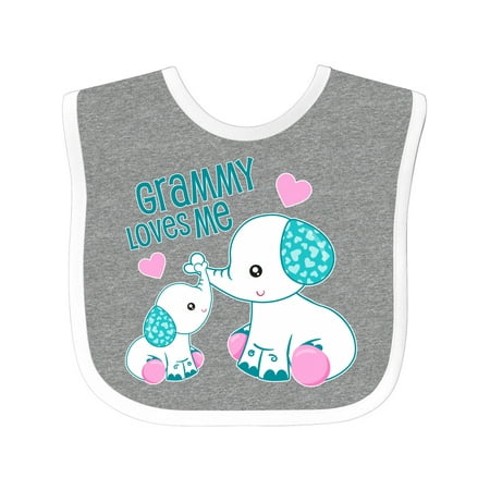 Inktastic Grammy Loves Me-cute Elephants Gift Baby Boy or Baby Girl Bib