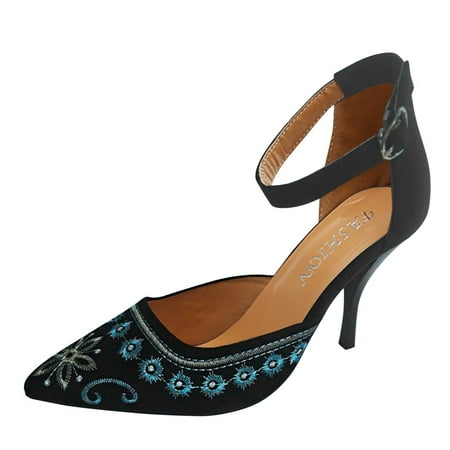 Womens Sandals Leisure Women Embroidery Flowers Comfortable Buckle Strap Thin High Heels Work Shoes Ponited Toe Breathable Sandals Women S Sandals Flock Black 42
Womens Sandals Leisure Women Embroidery Flowers Comfortable Buckle Strap Thin High Heels Work Shoes Ponited Toe Breathable Sandals Women S Sandals Flock Black 42