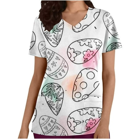 SELONE Easter Women Scrub Tops Graphic Short Sleeve V Neck Bunny Gnomes Easter Eggs Printing with Pockets Workwear Casual Summer Cute Spring Trendy Comfortable Fashion Pullover Vintage White M
SELONE Easter Women Scrub Tops Graphic Short Sleeve V Neck Bunny Gnomes Easter Eggs Printing with Pockets Workwear Casual Summer Cute Spring Trendy Comfortable Fashion Pullover Vintage White M