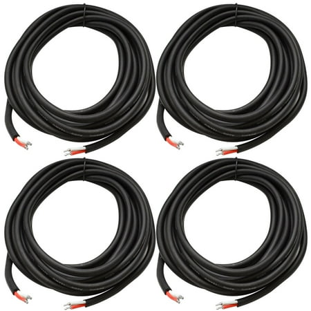 Seismic Audio (4) 15' Raw Wire HOME PA/DJ SPEAKER CABLE Black - RW15FourPack
