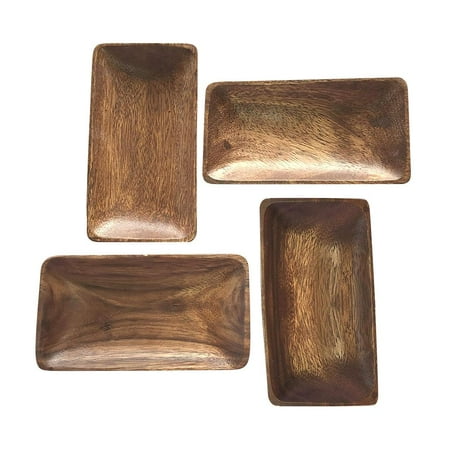 4-Piece Acacia Wood Rectangle Bowl Set- by Home Essentials