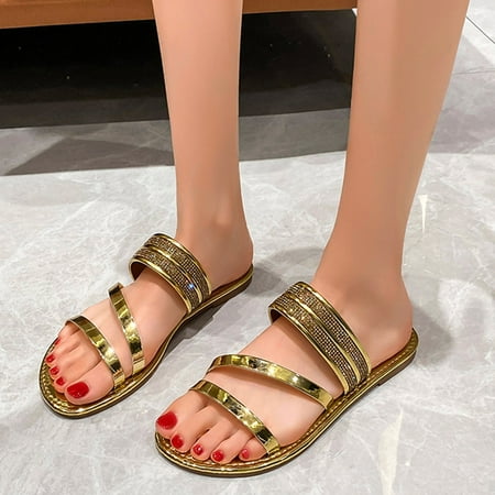 〖Yilirongyumm〗 Gold 42 Sandals Women Ladies Fashion Summer Solid Color Round Head Rhinestone Strap Flat Beach Sandals
〖Yilirongyumm〗 Gold 42 Sandals Women Ladies Fashion Summer Solid Color Round Head Rhinestone Strap Flat Beach Sandals