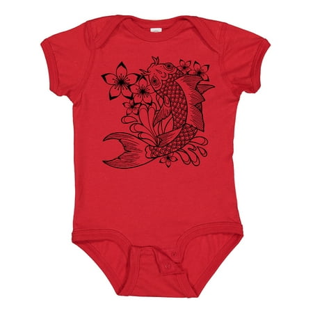 Inktastic Koi Fish Illustration Black Gift Baby Boy or Baby Girl Bodysuit