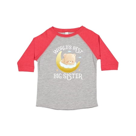 Inktastic Bear on the Moon Big Sister Gift Toddler Toddler Girl T-Shirt