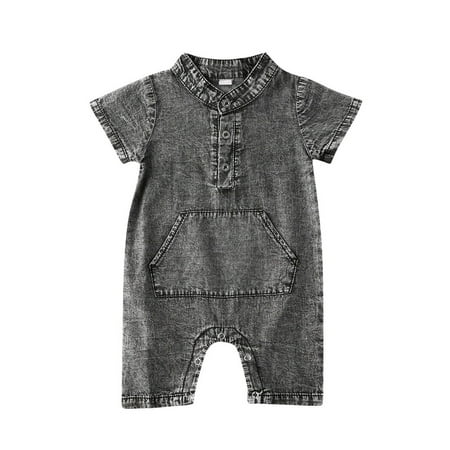 Canrulo Newborn Baby Boy One Piece Romper Short Sleeve Denim Pocket Jumpsuit Button Bodysuit Overalls Black 12-18 Months
Canrulo Newborn Baby Boy One Piece Romper Short Sleeve Denim Pocket Jumpsuit Button Bodysuit Overalls Black 12-18 Months