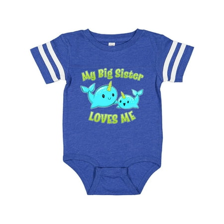 Inktastic My Sister loves me- cute narwhal Gift Baby Boy or Baby Girl Bodysuit
