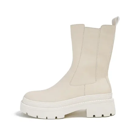 Women‘s Mid Calf Chelsea Boots Thick Sole Side Zip Martin Boots