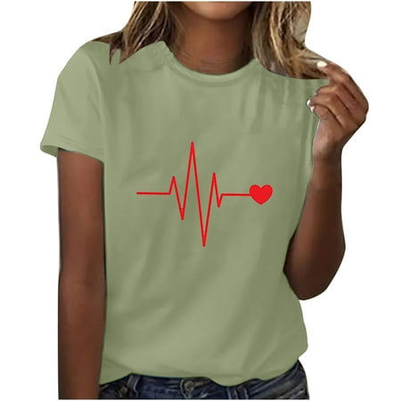 Plus Size Tops for Women Womens Shirts Adult Trendy Short Sleeve Crew Neck Valentine s Day Printed Leisure Blouse T-Shirt Tops Shirt Nursing Tank Tops Black Corset Top Clearance Green M
Plus Size Tops for Women Womens Shirts Adult Trendy Short Sleeve Crew Neck Valentine s Day Printed Leisure Blouse T-Shirt Tops Shirt Nursing Tank Tops Black Corset Top Clearance Green M