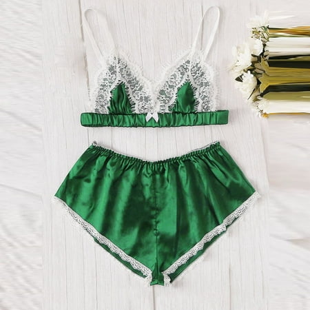 KUNPENG Fashion Silk Lace Splic Stain Lingerie Bowknot Set Pajamas Bra+Shorts Sleepwear Valentine s Nightgown Pajamas Green / S
KUNPENG Fashion Silk Lace Splic Stain Lingerie Bowknot Set Pajamas Bra+Shorts Sleepwear Valentine s Nightgown Pajamas Green / S
