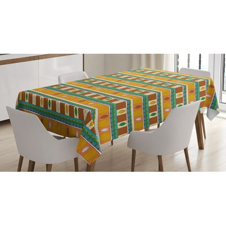 

Tribal Tablecloth Native Figures Hand Drawn and Earth Color Toning Tribal Motifs and Layered Figures Rectangular Table Cover for Dining Room Kitchen 60 X 84 Inches Multicolor by Ambesonne