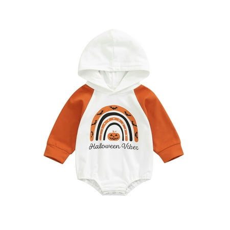 MissiMae Toddler Baby Girls Halloween Romper Long Sleeve Rainbow Pumpkin Print One-Piece Oversizeds Hooded Bodysuit
MissiMae Toddler Baby Girls Halloween Romper Long Sleeve Rainbow Pumpkin Print One-Piece Oversizeds Hooded Bodysuit