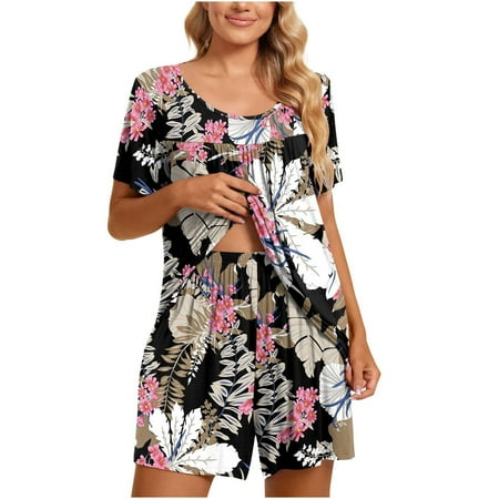 Edvintorg Flower Lounge Sets For Women Clearance Round Neck Shorts Sleeve Comfortable Home Pajamas Set Sports Set Women Two Piece Outfits 2023
Edvintorg Flower Lounge Sets For Women Clearance Round Neck Shorts Sleeve Comfortable Home Pajamas Set Sports Set Women Two Piece Outfits 2023