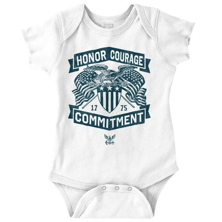 US Navy Honor Courage Commitment Romper Boys or Girls Infant Baby Brisco Brands NB
US Navy Honor Courage Commitment Romper Boys or Girls Infant Baby Brisco Brands NB