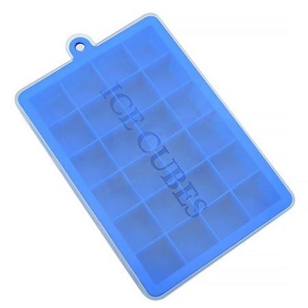 

ZHENYEMEI Silicone Ice Cube Tray Mold with Lid 24 Cavities Fondant Mould for Cocktail Whiskey Candy Chocolate Deep Blue