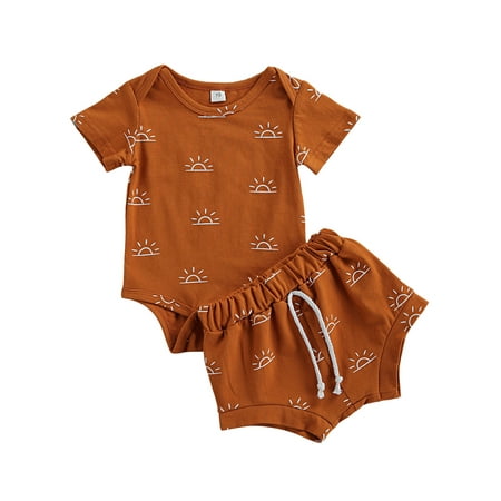 Sunisery 2PCS Infant Baby Boys Girls Sun Print O-Neck Short Sleeve Cotton Romper Shorts Brown-Boys 0-3 Months
Sunisery 2PCS Infant Baby Boys Girls Sun Print O-Neck Short Sleeve Cotton Romper Shorts Brown-Boys 0-3 Months