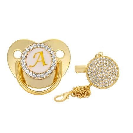 VALSEEL Baby Pacifier 26 Letter Name Initials Clip Silicone Baby Pacifier Golden Shiny Newborn Pacifier
VALSEEL Baby Pacifier 26 Letter Name Initials Clip Silicone Baby Pacifier Golden Shiny Newborn Pacifier