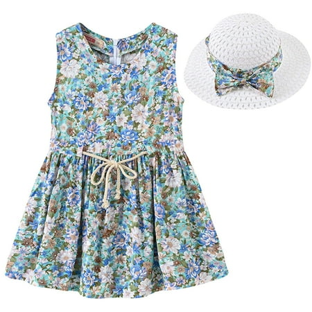 Kukoosong Summer Toddler Girls Casual Dresses 2Pcs Girl Dress Hat Cotton Princess Dresses Baby Summer Floral Sleeveless Set Blue 120
Kukoosong Summer Toddler Girls Casual Dresses 2Pcs Girl Dress Hat Cotton Princess Dresses Baby Summer Floral Sleeveless Set Blue 120