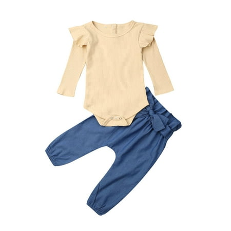 Qtinghua Fashion 2PCS Newborn Baby Girl Outfit Ruffle Long Sleeve Romper Top + High Waist Pants Trousers Clothes Beige 18-24 Months
Qtinghua Fashion 2PCS Newborn Baby Girl Outfit Ruffle Long Sleeve Romper Top + High Waist Pants Trousers Clothes Beige 18-24 Months