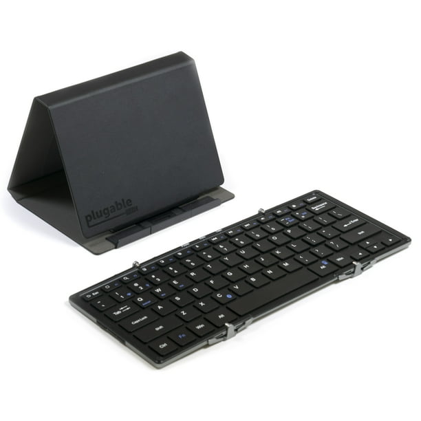 Plugable Bluetooth Keyboard Compatible with iPhones, iPads, Android, and Windows, Full-Size Bluetooth Portable Keyboard (11.5 Inches) with Case and Stand for Faster Typing and Editing on The Go
