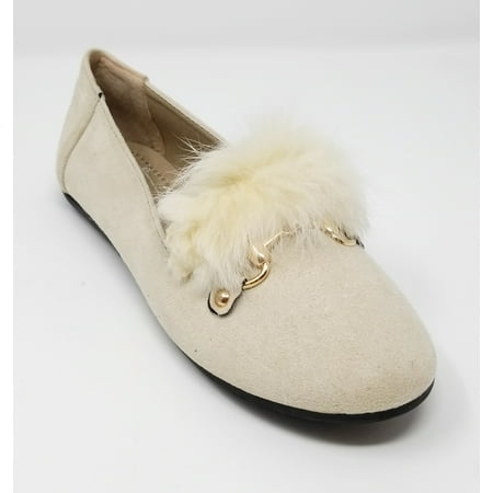 Women Ballerina Ballet Flats Faux Suede Loafers Shoes / Feather Buckle