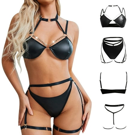 Cathalem Women s Pajamas Women Fashion Lingerie 3pack PU Leather Harness Lingerie Set With Chain Bunny Lingerie for Women Underwear Black X-Large
Cathalem Women s Pajamas Women Fashion Lingerie 3pack PU Leather Harness Lingerie Set With Chain Bunny Lingerie for Women Underwear Black X-Large
