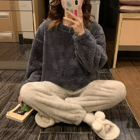 DanceeMangoo WAVMIT Winter Womens Flannel Warm Long Sleeve Pajamas Set Thick Simple Leisure Women Sleepwear Set Gold Velvet Pyjamas Homewear
DanceeMangoo WAVMIT Winter Womens Flannel Warm Long Sleeve Pajamas Set Thick Simple Leisure Women Sleepwear Set Gold Velvet Pyjamas Homewear