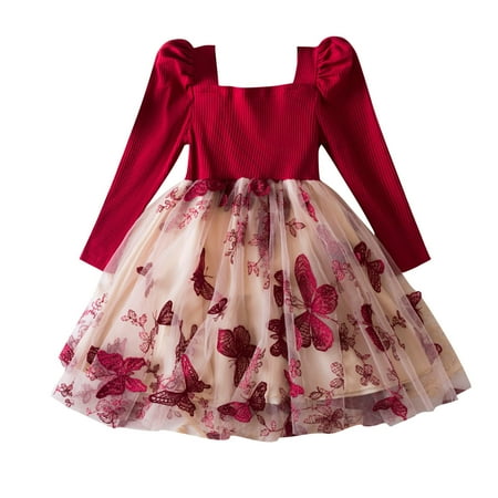 Meresysid Toddler Kids Long Sleeve Girls Fall And Spring New Ruffled Lace Round-Neck Embroidery Mesh Princess Bow Skirt Red
Meresysid Toddler Kids Long Sleeve Girls Fall And Spring New Ruffled Lace Round-Neck Embroidery Mesh Princess Bow Skirt Red