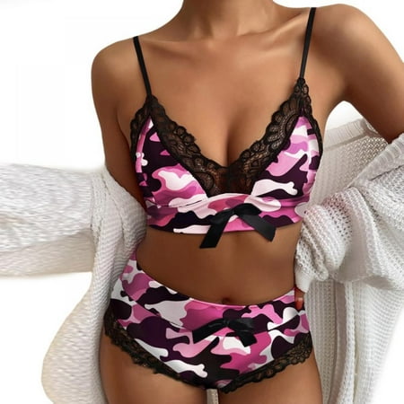 WBQ Women s Print Lace Trim Lingerie Set Strappy Bralettes with Panty 2Pcs Sets Underwear Pajamas
WBQ Women s Print Lace Trim Lingerie Set Strappy Bralettes with Panty 2Pcs Sets Underwear Pajamas