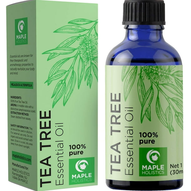 Pure Tea Tree Oil Natural Essential Oil with Benefits for Face Skin Hair Nails Heal Piercings Cuts Multipurpose Surface Cleaner