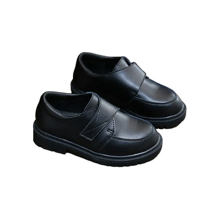 

Colisha Boys Oxfords School Dress Shoes Comfort Flats Wedding Lightweight Leather Shoe Lace Up Black Magic Tape 11C