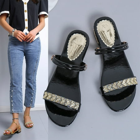 FITORON Women s Slippers- Summer Sandals for Flat Slip On Sandals Crystal Roman Shoes Open Toe Casual Sandals Black 41
FITORON Women s Slippers- Summer Sandals for Flat Slip On Sandals Crystal Roman Shoes Open Toe Casual Sandals Black 41