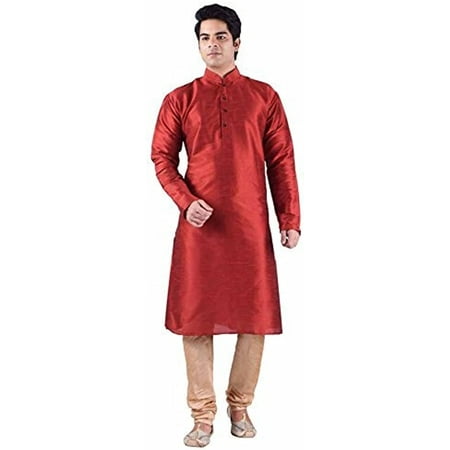 Royal Men s Silk Blended Long Kurta s Red