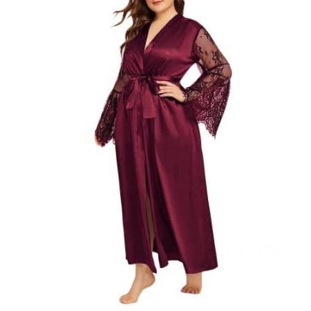 New foreign trade sexy lingerie satin nightgown robe nightdress pajamas.Claret 
New foreign trade sexy lingerie satin nightgown robe nightdress pajamas.Claret