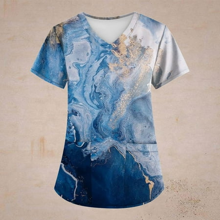 HIMIWAY Plus Size Retro Printed Scrub Working Uniform Tops For Women Cross V-Neck Short Sleeve Fun T-Shirts Workwear Tee With Pockets on Sale L Blue
HIMIWAY Plus Size Retro Printed Scrub Working Uniform Tops For Women Cross V-Neck Short Sleeve Fun T-Shirts Workwear Tee With Pockets on Sale L Blue