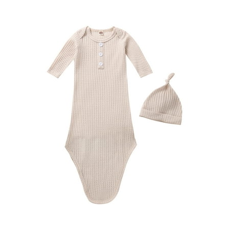 TheFound Newborn Baby Boy Girl Nightgown Long Sleeve Knotted Sleeping Bags with Hat Infant 2Pcs Outfits
TheFound Newborn Baby Boy Girl Nightgown Long Sleeve Knotted Sleeping Bags with Hat Infant 2Pcs Outfits