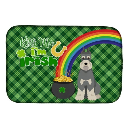 Salt Pepper Schnauzer St. Patrick s Day Dish Drying Mat 14 in x 21 in
