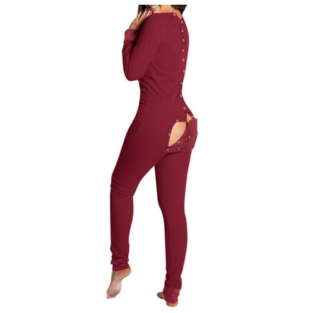 Chiccall Sexy Onesies Pajamas for Women Long Sleeve Onesies Adult Sleepwear Solid Botton Down Jumpsuit Romper with Butt Flap on Clearance
Chiccall Sexy Onesies Pajamas for Women Long Sleeve Onesies Adult Sleepwear Solid Botton Down Jumpsuit Romper with Butt Flap on Clearance