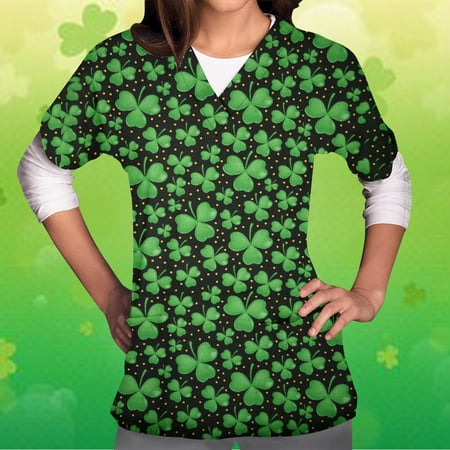 St. Patrick s Day Scrub Tops Women Easter Scrubs Nurse Working Uniforms Print V Neck Short Sleeve Medical Scrub Shirts
St. Patrick s Day Scrub Tops Women Easter Scrubs Nurse Working Uniforms Print V Neck Short Sleeve Medical Scrub Shirts