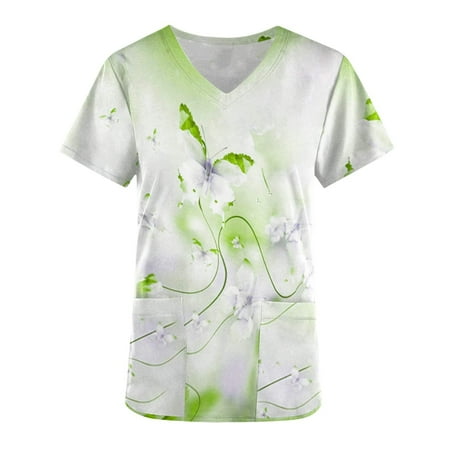 Nurses Scrubs for Women Floral Print Scrub Top Short Sleeve V Neck Medical Scrub Shirts T Shirts with Pockets
Nurses Scrubs for Women Floral Print Scrub Top Short Sleeve V Neck Medical Scrub Shirts T Shirts with Pockets