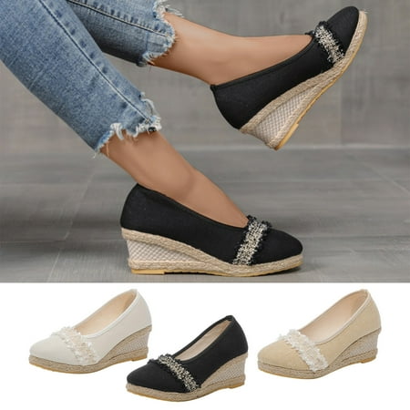 Cethrio Womens Comfortable Wedge Sandals- Wide Width on Clearance Slides Sandal Heel Wedge Heel Espadrille Beige Dressy Sandals/ Slides Size 5.5
Cethrio Womens Comfortable Wedge Sandals- Wide Width on Clearance Slides Sandal Heel Wedge Heel Espadrille Beige Dressy Sandals/ Slides Size 5.5