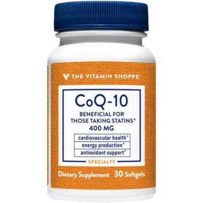 The Vitamin Shoppe CoQ10 400mg Beneficial for Those Taking Statins – Supports Heart Cellular Health and Healthy Energy Production, Essential Antioxidant – Once Daily (30 Softgels)