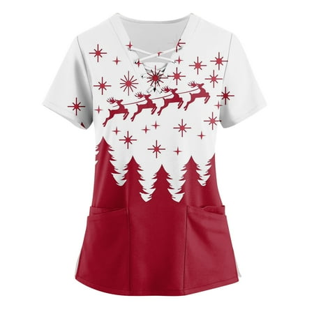 Ovticza Womens Scrub Tops Christmas Print with Pockets Short Sleeve Xmas Nursing V Neck Print Plus Size Scrubs Womens Christmas Vermilion 3XL
Ovticza Womens Scrub Tops Christmas Print with Pockets Short Sleeve Xmas Nursing V Neck Print Plus Size Scrubs Womens Christmas Vermilion 3XL