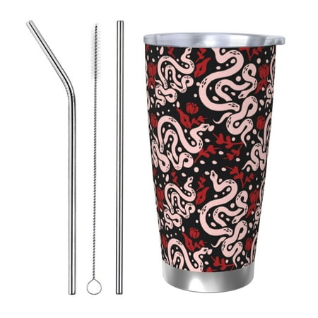 Susaid Snake And Rose Print 20oz Car Cup Insulated Coffee Cup Fully Spill Proof Travel Coffee Mug Stainless Steel Tumbler for Work Home Outdoor Car-Straw Three-piece Set
Susaid Snake And Rose Print 20oz Car Cup Insulated Coffee Cup Fully Spill Proof Travel Coffee Mug Stainless Steel Tumbler for Work Home Outdoor Car-Straw Three-piece Set