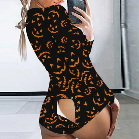TWIFER Pajamas For Women Women s Button-down Print Functional Buttoned Flap Adults Jumpsuit